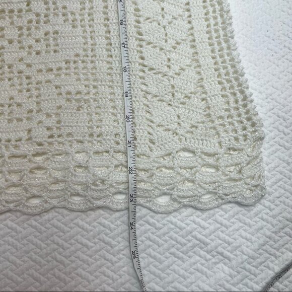 vintage Handmade Crochet White Short Sleeve Sweater Size S - Picture 8 of 9